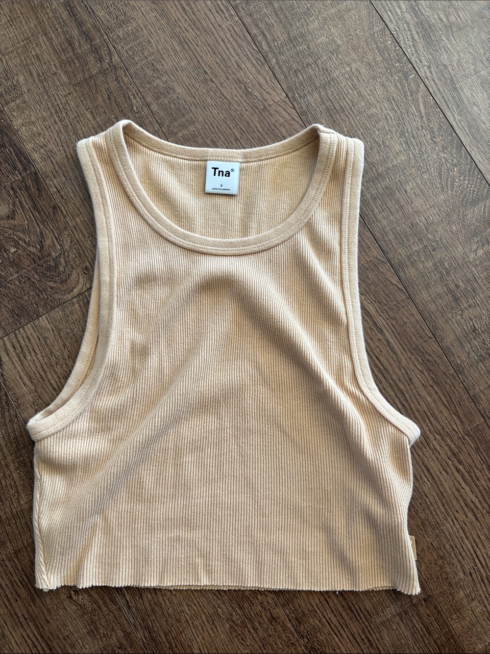 TNA Ribbed Cropped Tank Top - Light Beige